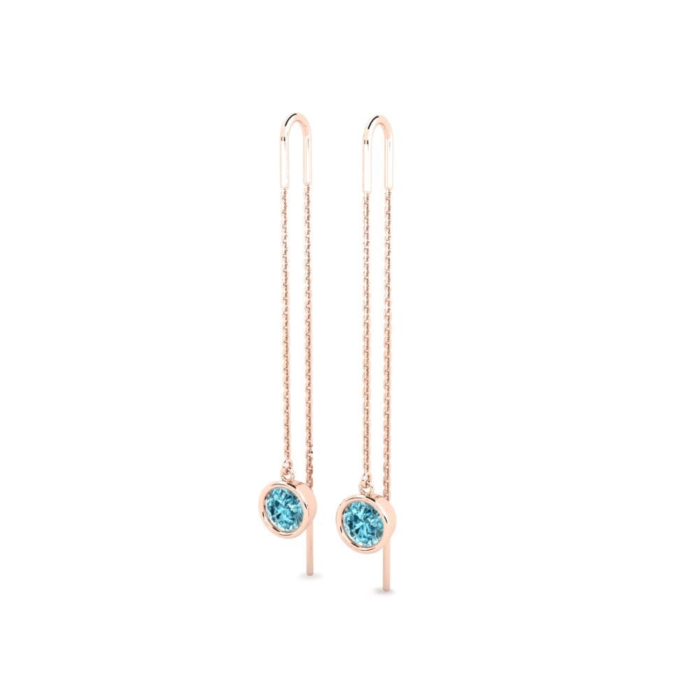 14ct Rose Gold Blue Zircon Women's Earring Blosel