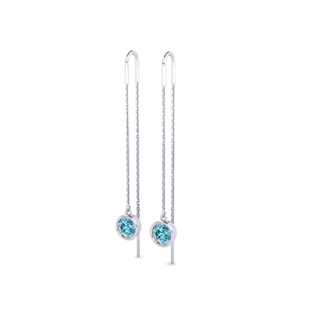Oro Bianco 375 Zircone Blu Orecchino da donna Blosel