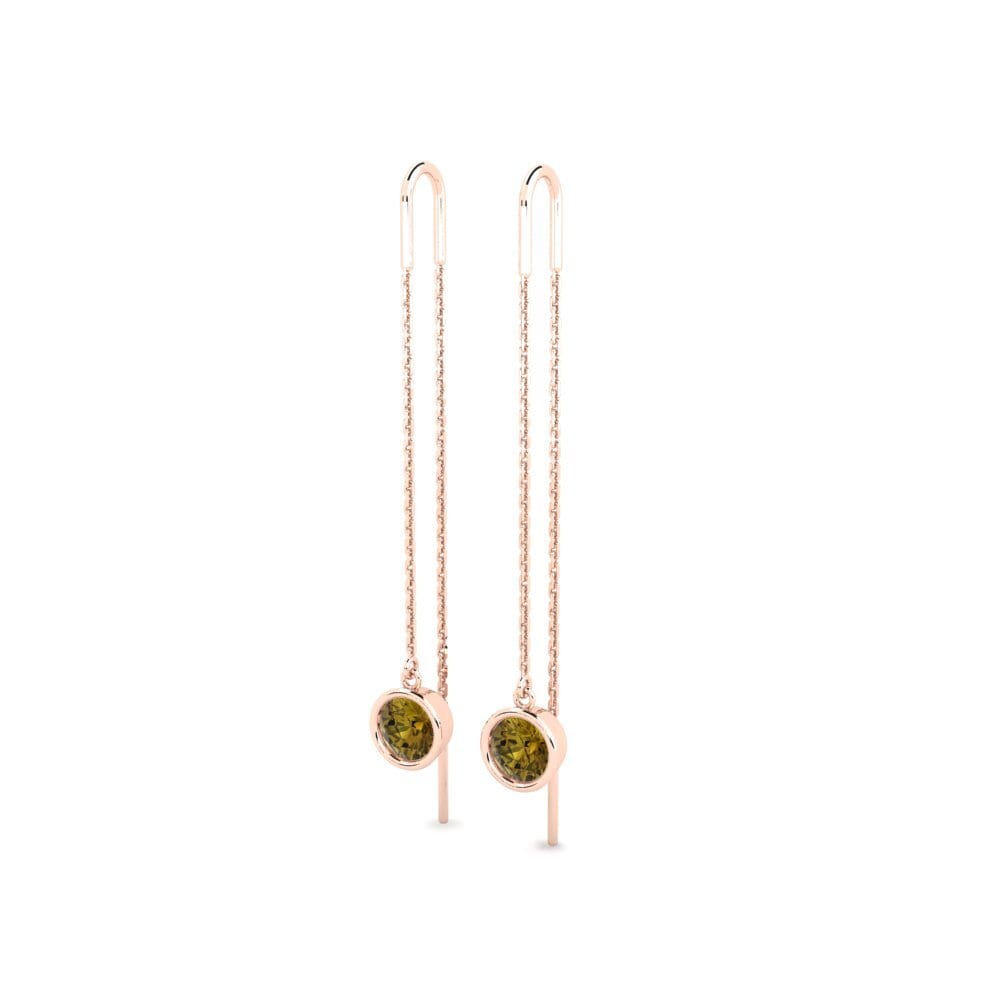 14ct Rose Gold Brown Zircon Women's Earring Blosel