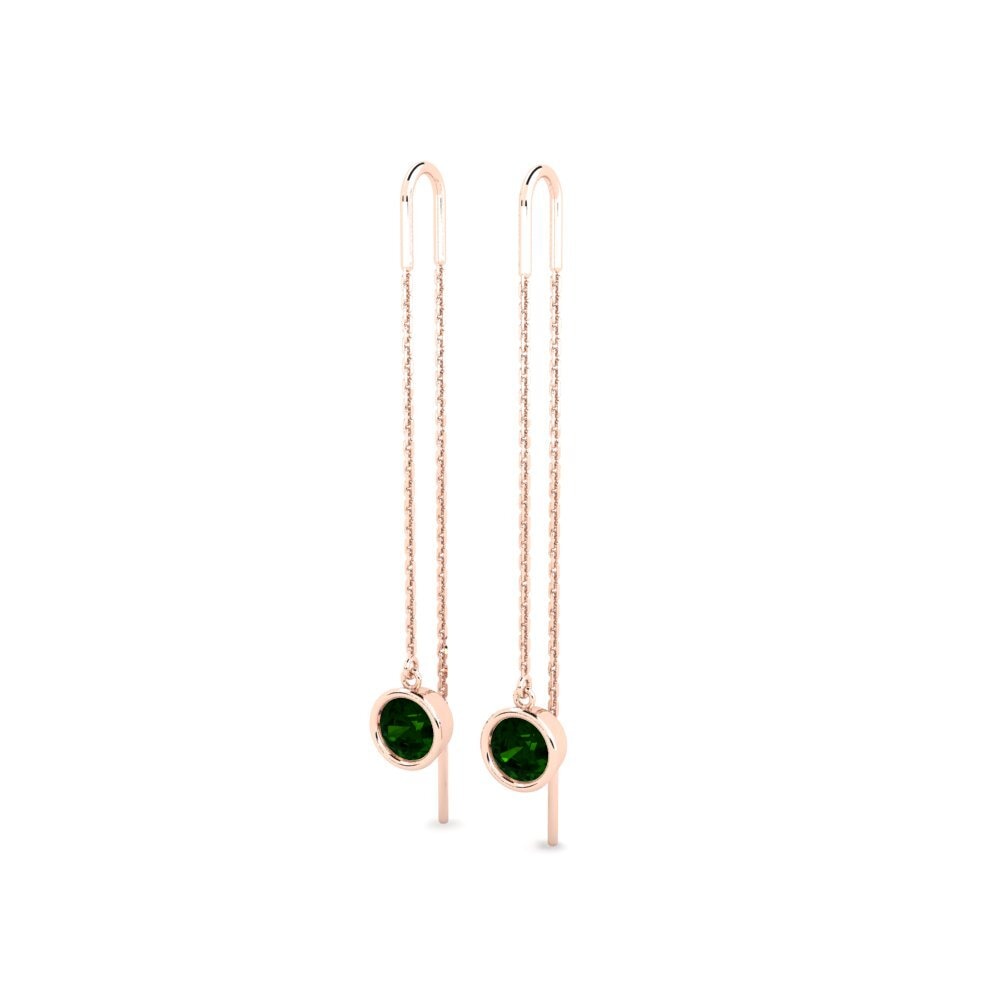 14ct Rose Gold Green Tourmaline Women's Earring Blosel
