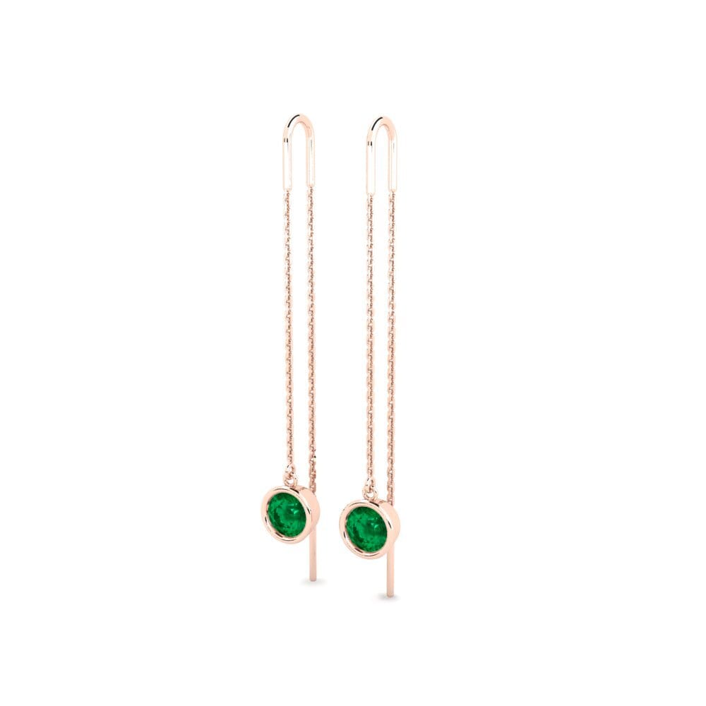18k Oro Rosa Esmeralda (creada en laboratorio) Pendiente de mujer Blosel
