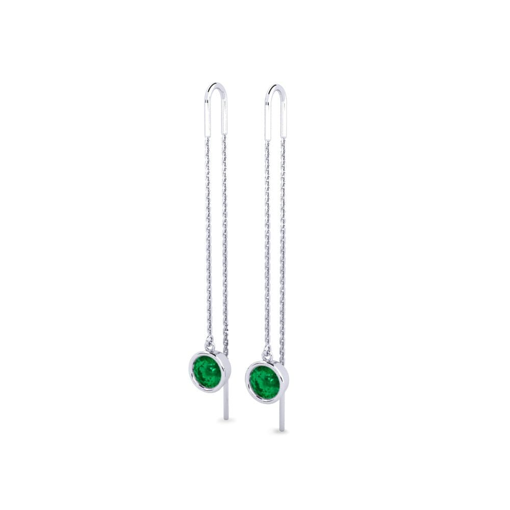 Oro Bianco 375 Smeraldo (Creato in laboratorio) Orecchino da donna Blosel