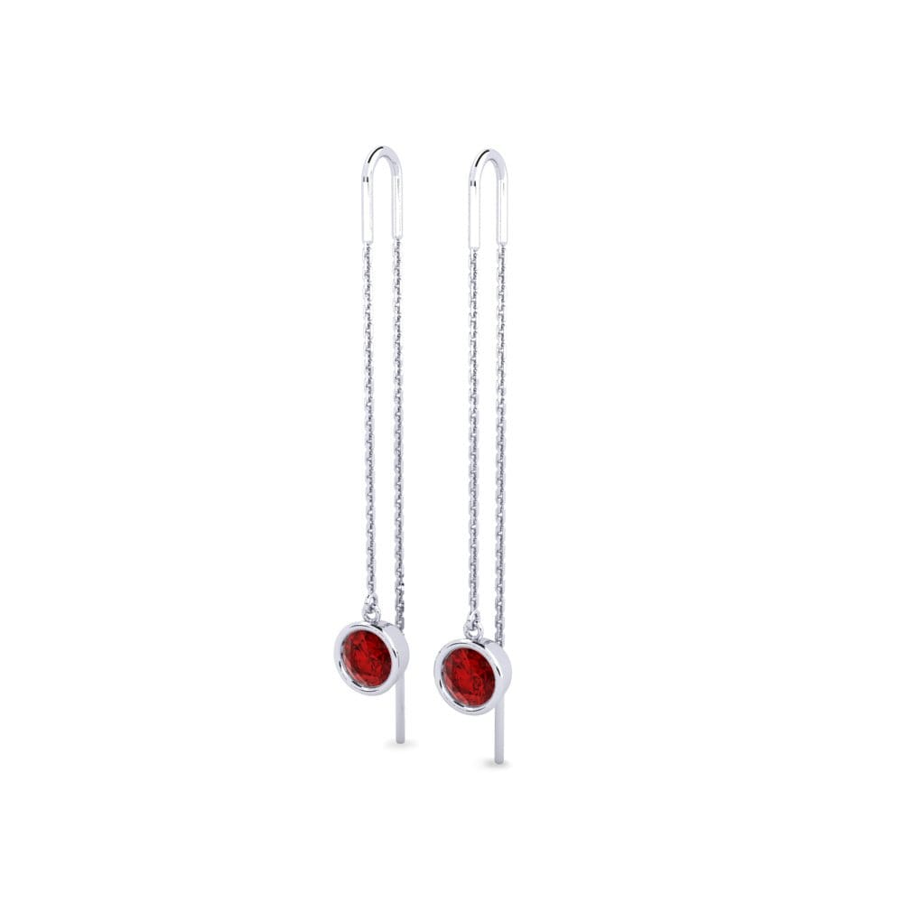 Oro Bianco 375 Rubino (Creato in laboratorio) Orecchino da donna Blosel