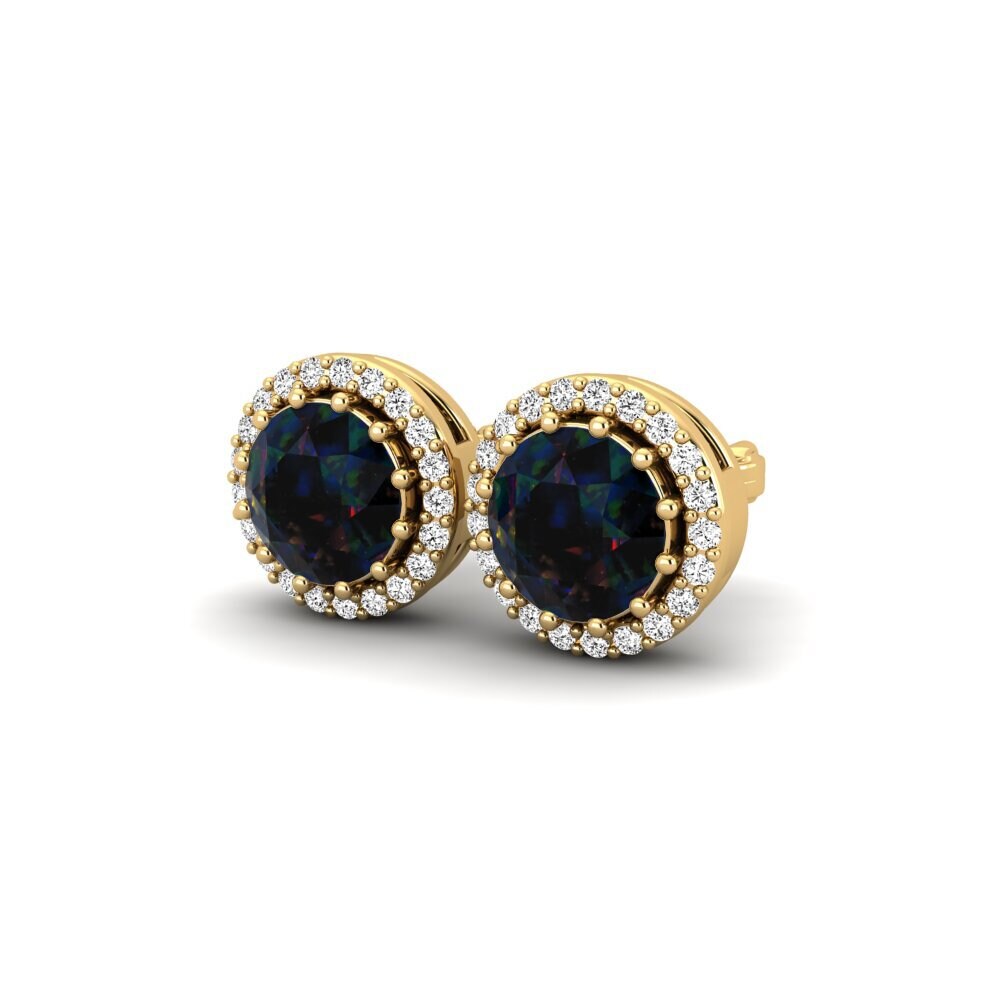 14ct Yellow Gold Black Opal Women's Earring Bluitt