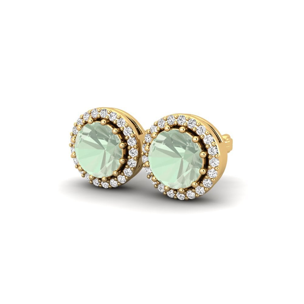 14k Oro Amarillo Amatista verde Pendiente de mujer Bluitt