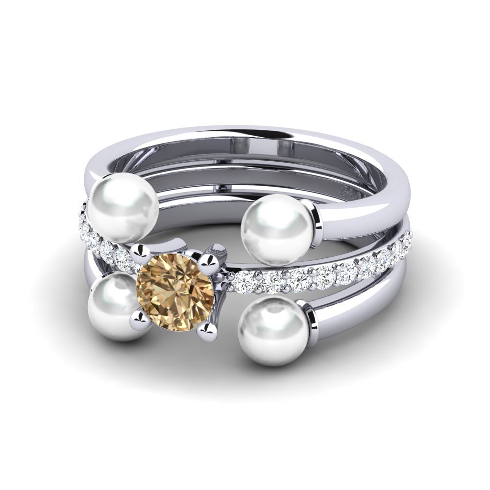 950 Platinum Brown Diamond Ring Bodend SET