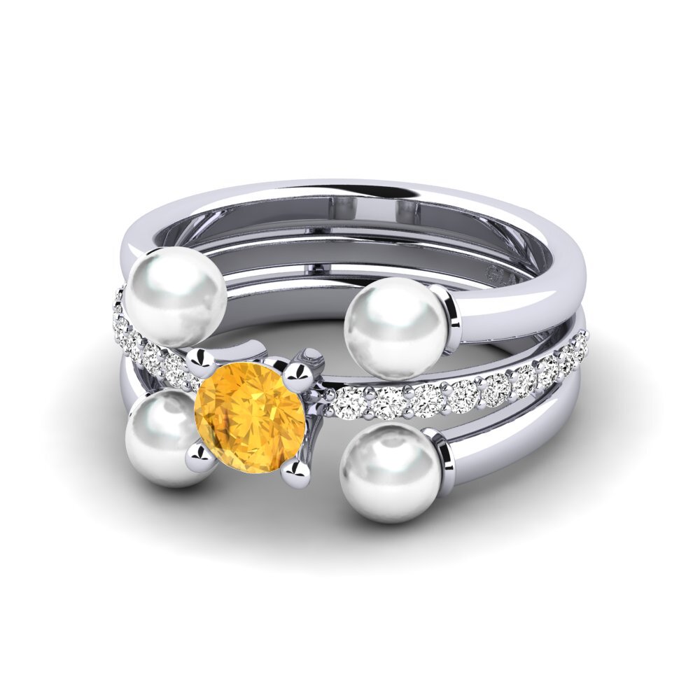 950 Platinum Citrine Ring Bodend SET