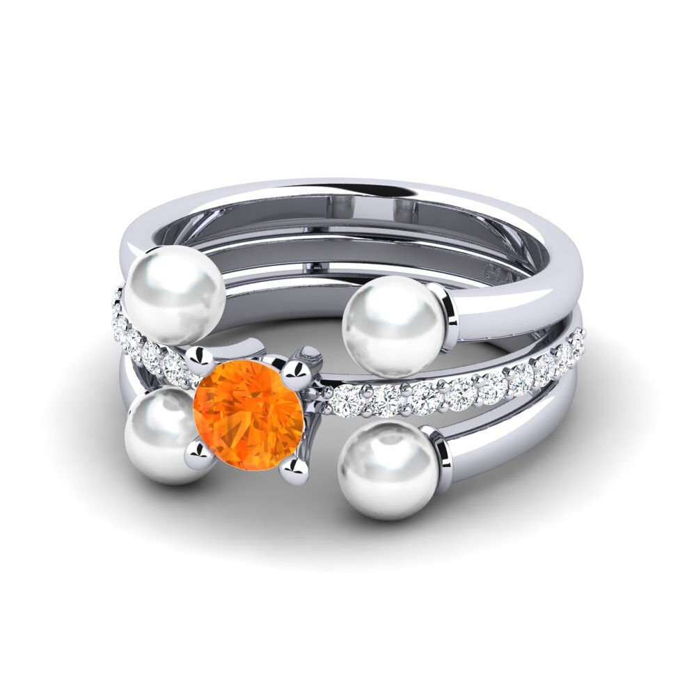950 Platinum Orange Sapphire Ring Bodend SET