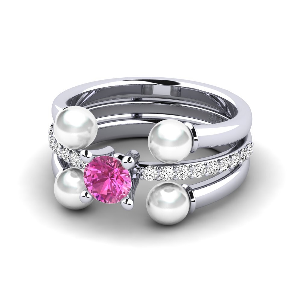 950 Platinum Pink Topaz Ring Bodend SET