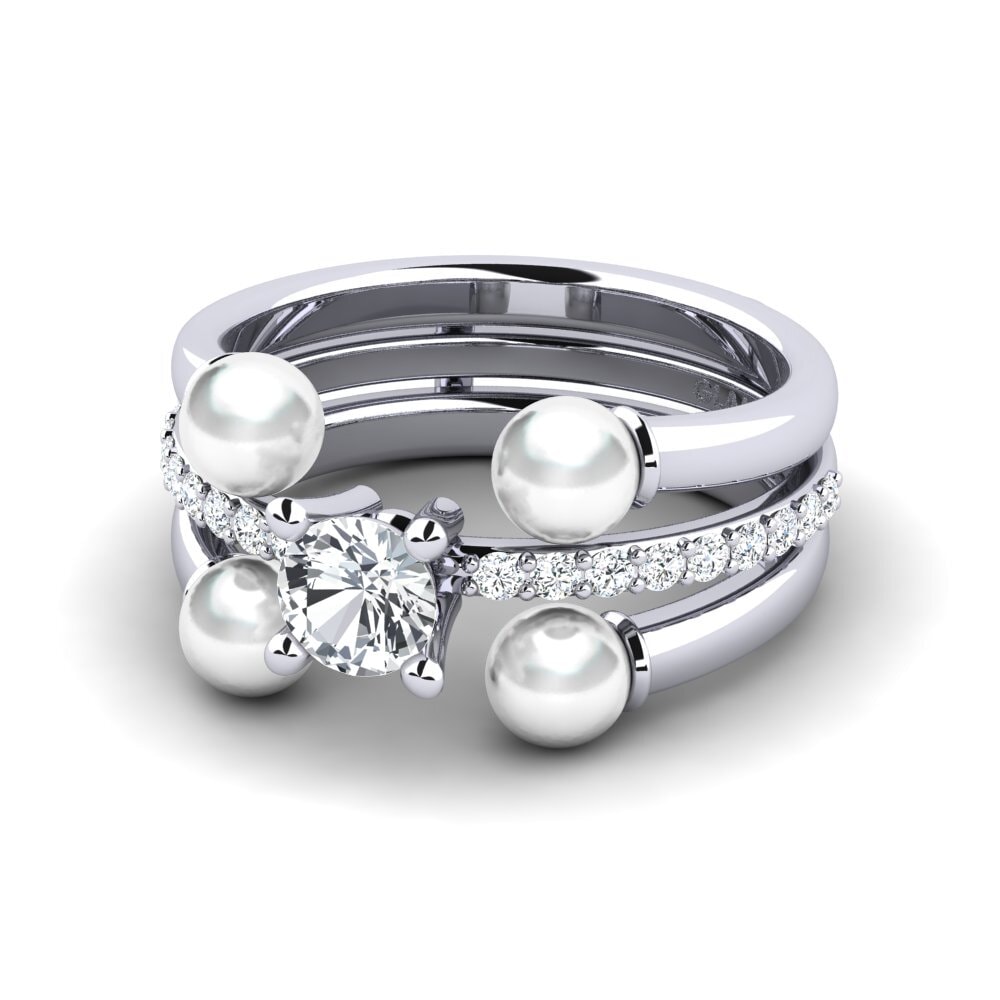 950 Platinum White Zircon Ring Bodend SET