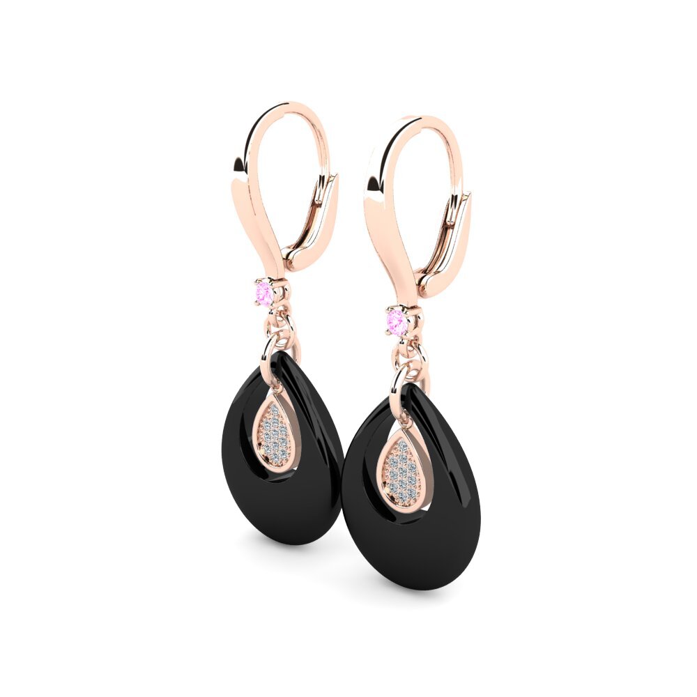 14k Oro Rosa Zafiro Rosado Pendiente de mujer Boger