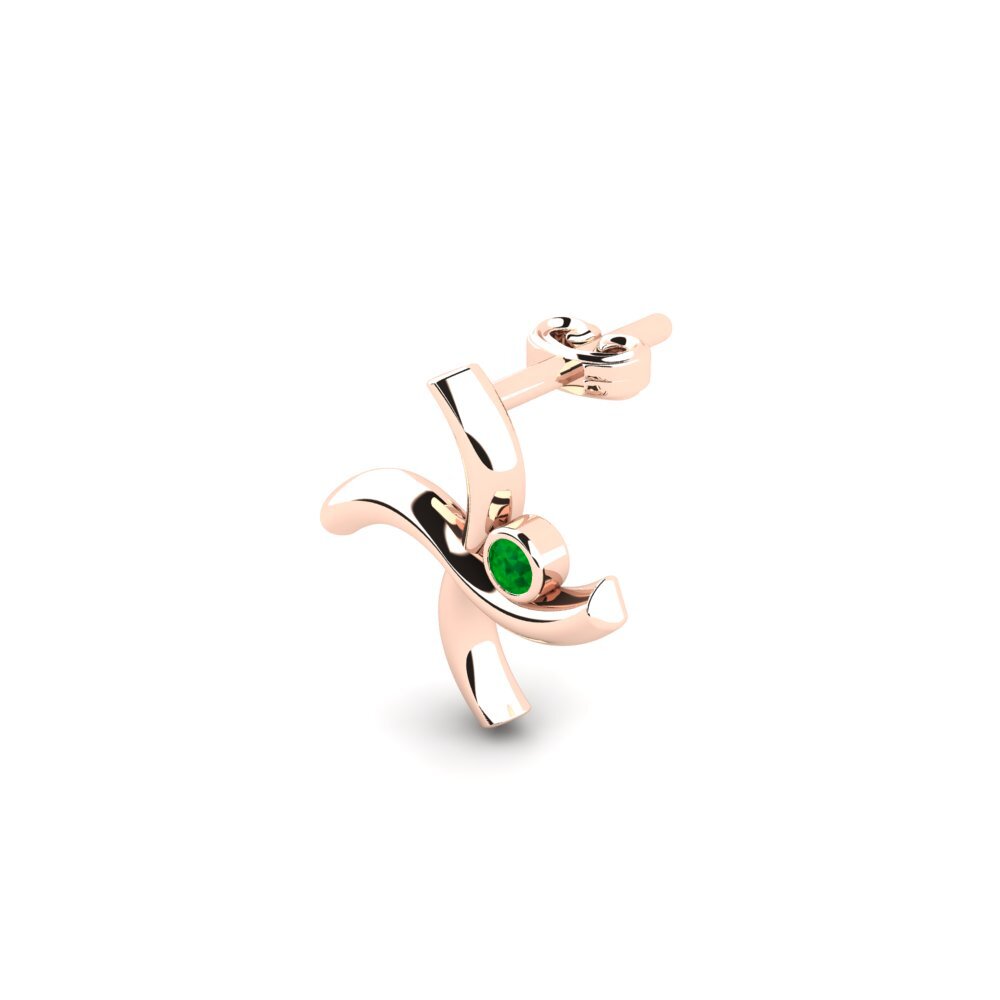 14ct Rose Gold Emerald Men's Earring Bombote