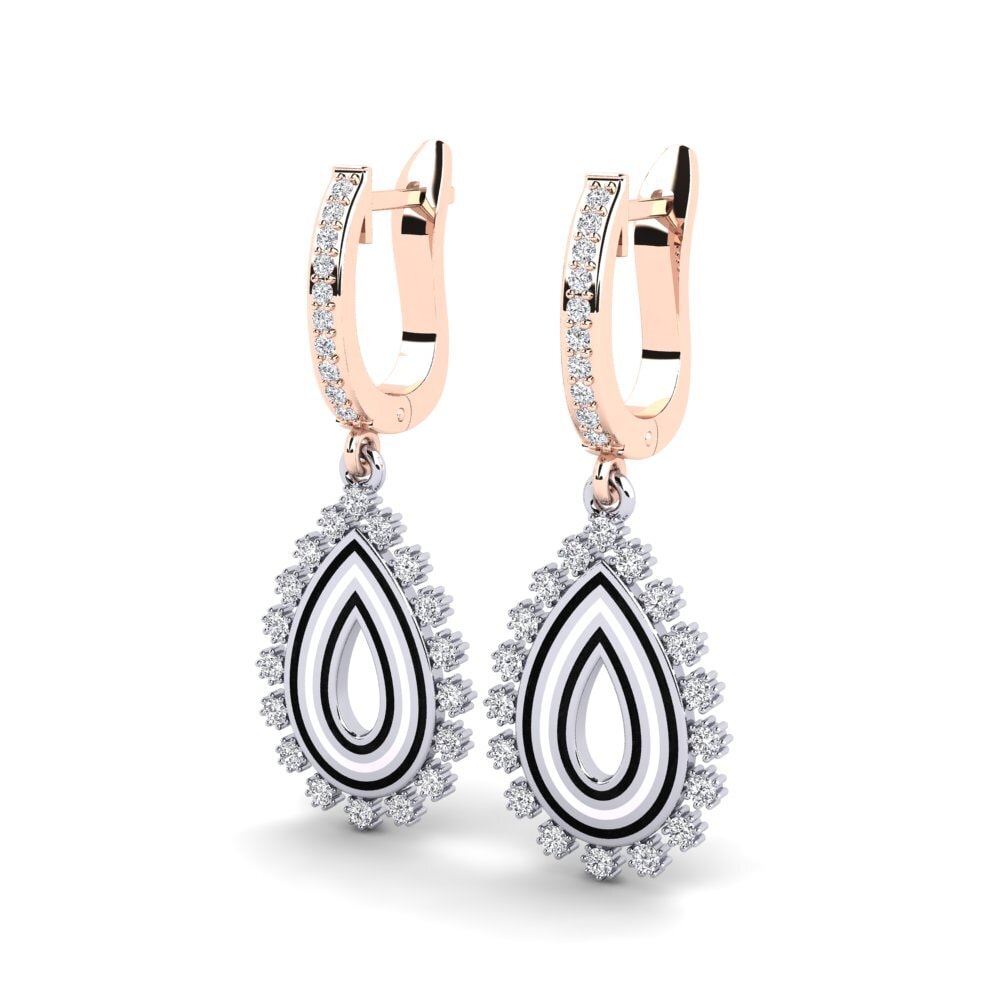 14k Oro Blanco & Rosa Pendiente de mujer Bonan