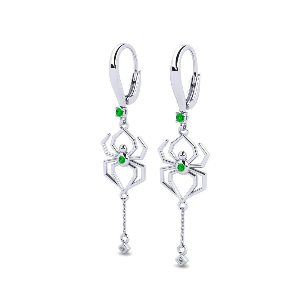 Plata 925 Esmeralda Pendiente de mujer Bonasia