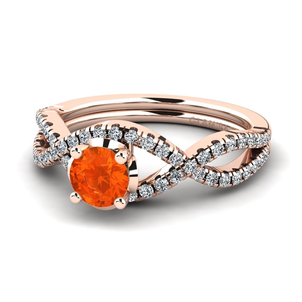 Exclusive Fire Opal 14ct Rose Gold Coloured Diamond Engagement Rings