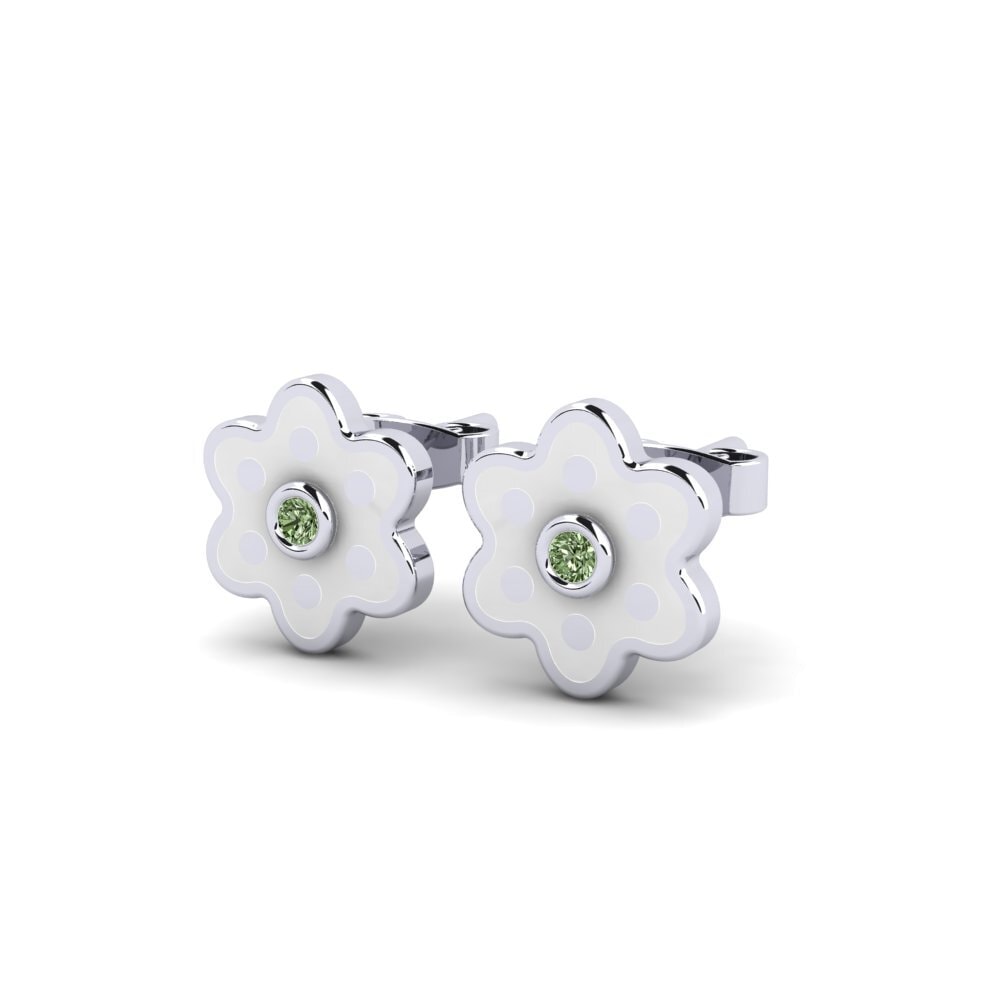 Platina 950 Diamante Verde Brinco Infantil Bonneri