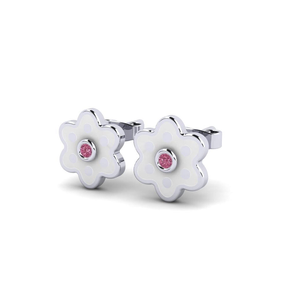 18k White Gold Rhodolite Garnet Kid's Earring Bonneri