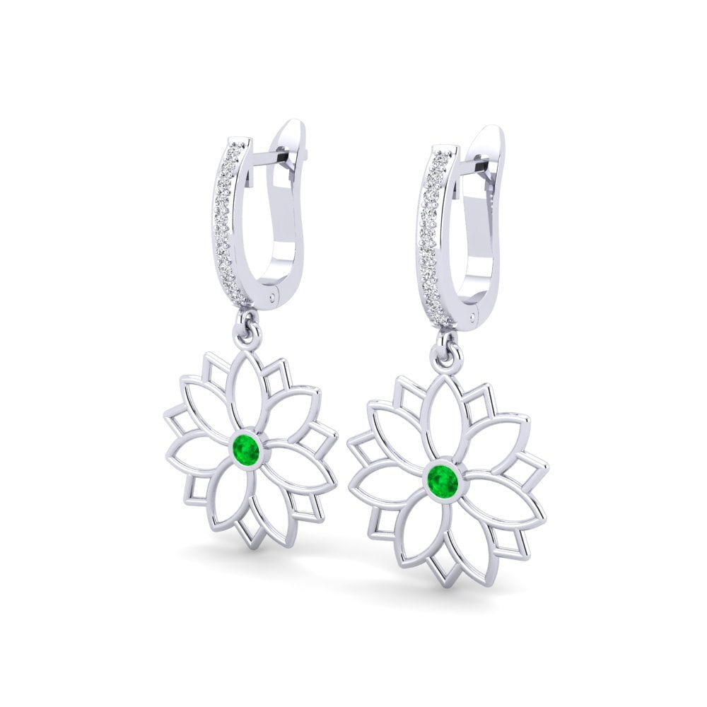Plata 925 Esmeralda Pendiente de mujer Bora