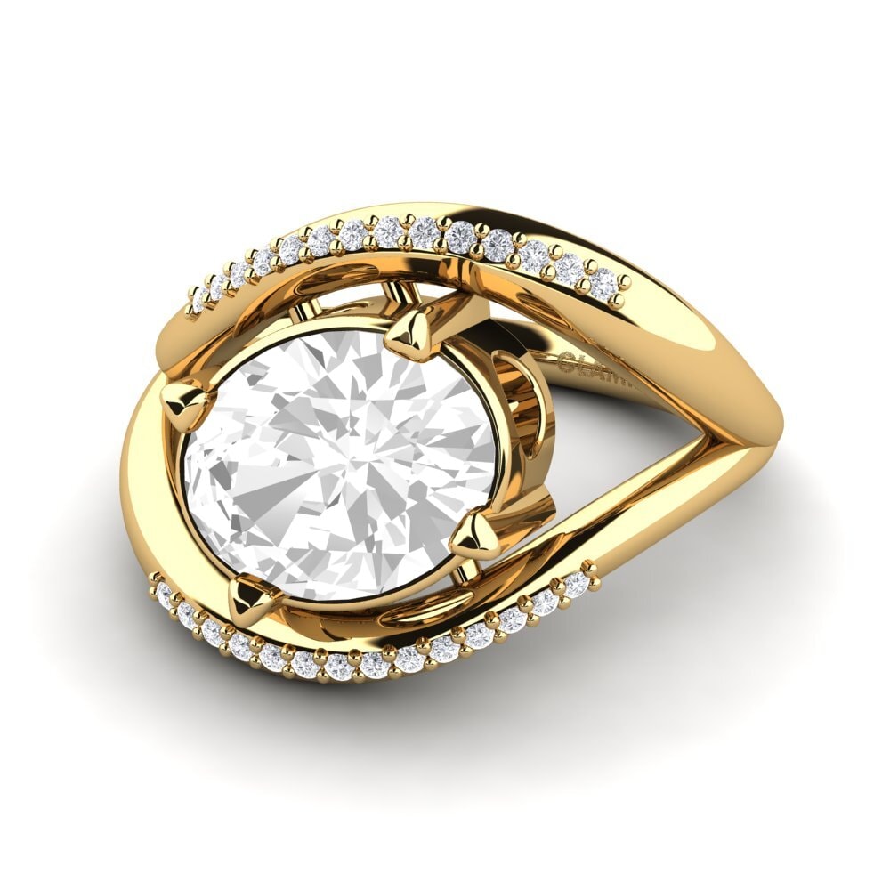 9k Oro Amarillo Topacio blanco Anillo de compromiso Boracay