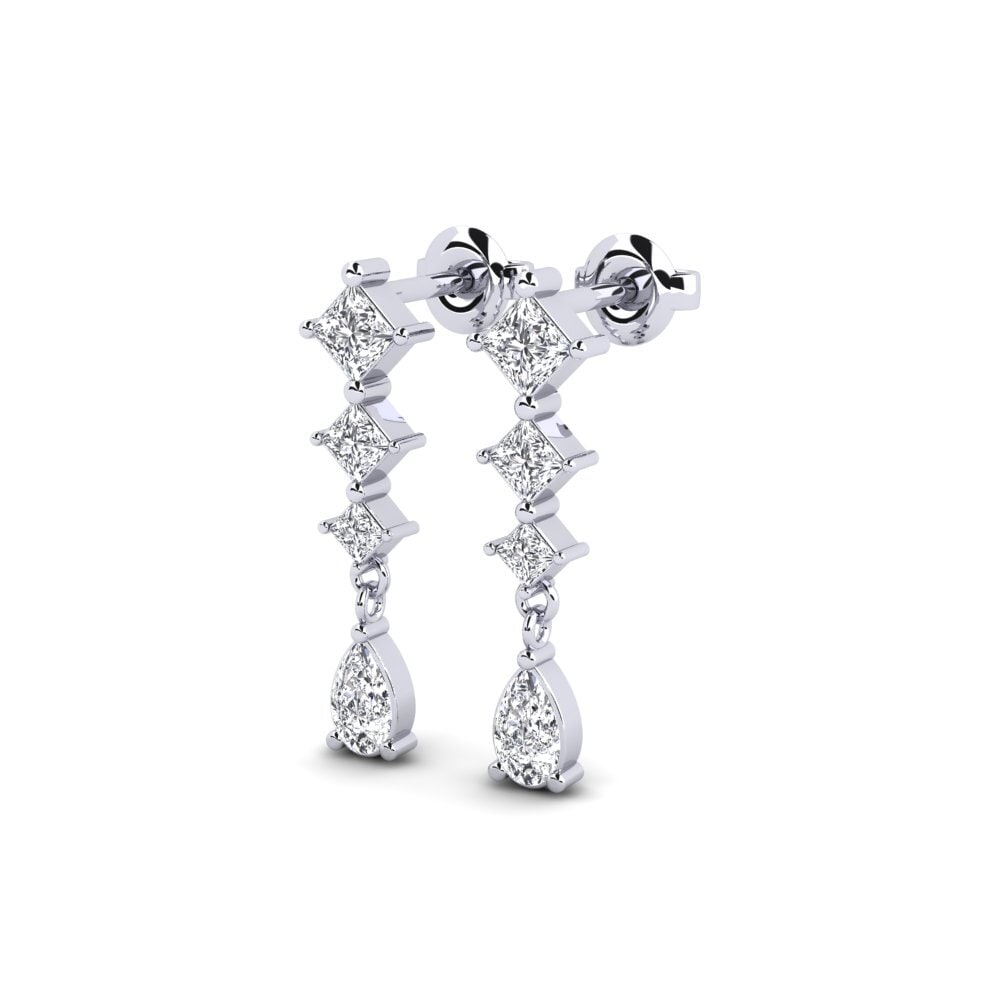 White Silver Diamond Women's Earring Bordeaux