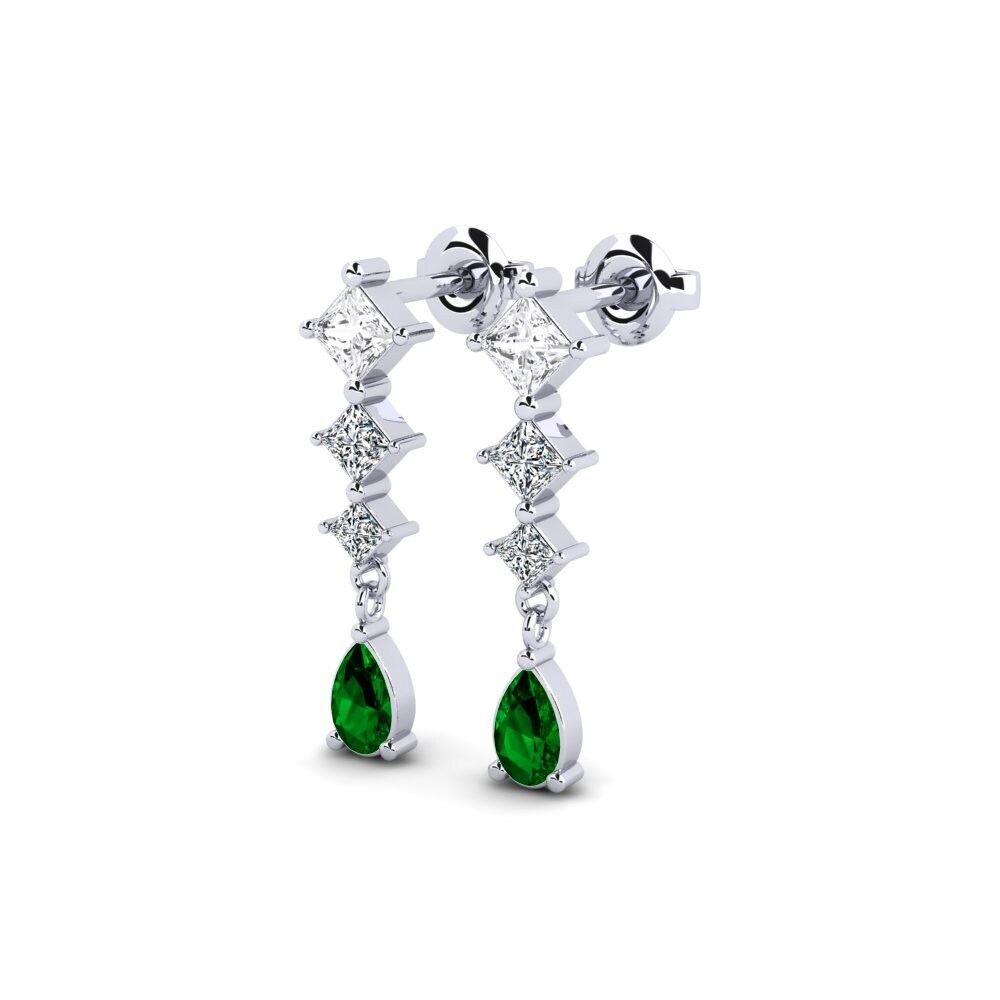 950 Palladium Green Zirconia Women's Earring Bordeaux