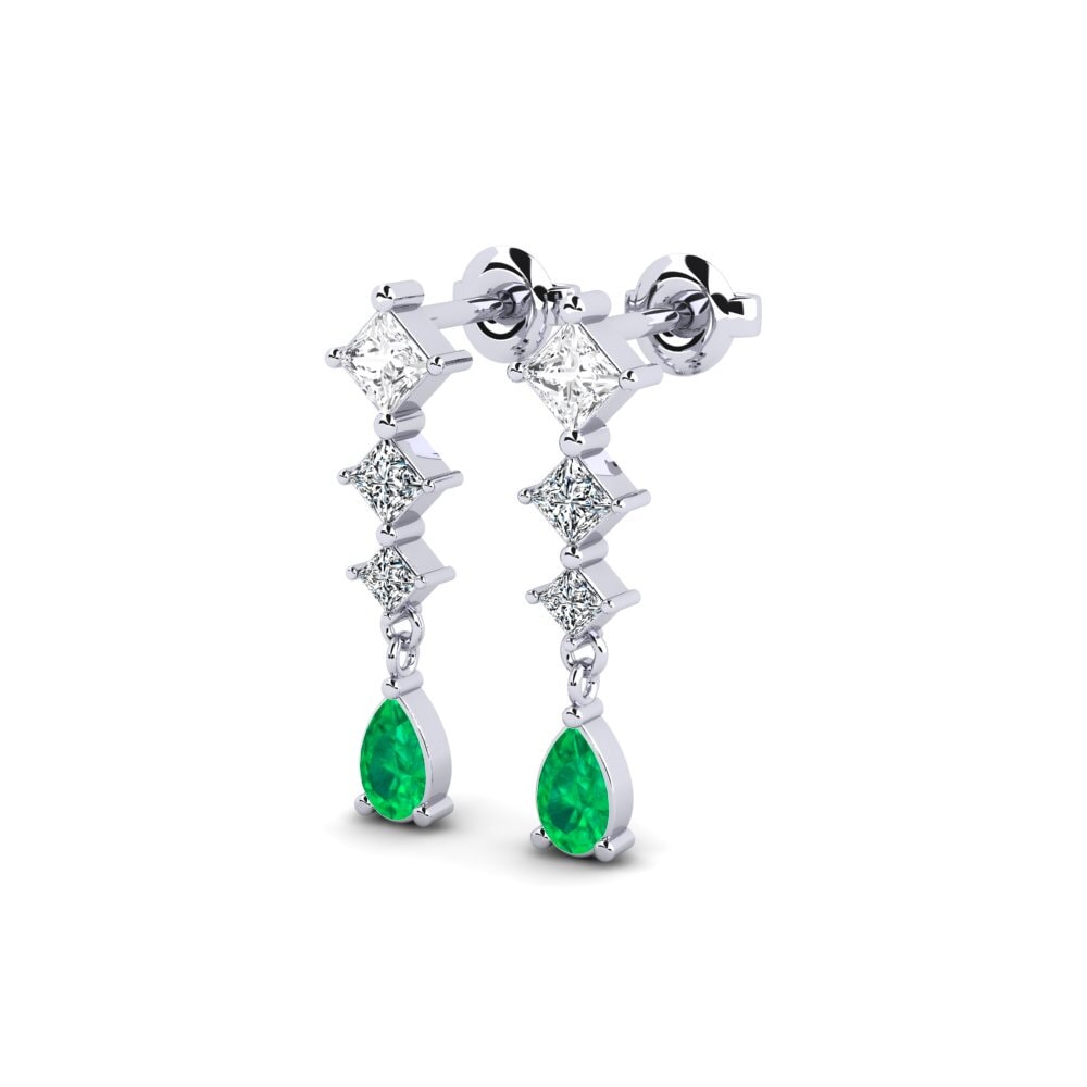 950 Palladium Emerald Women's Earring Bordeaux