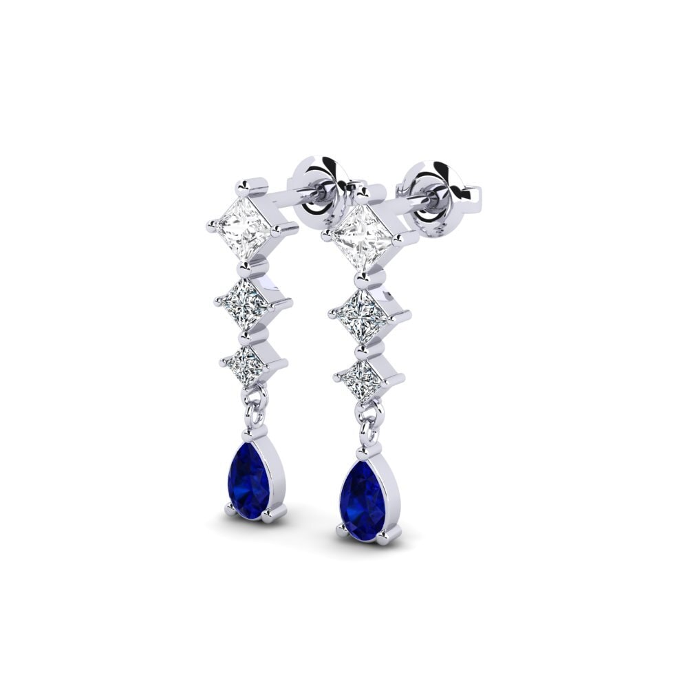 9k White Gold Sapphire Women's Earring Bordeaux
