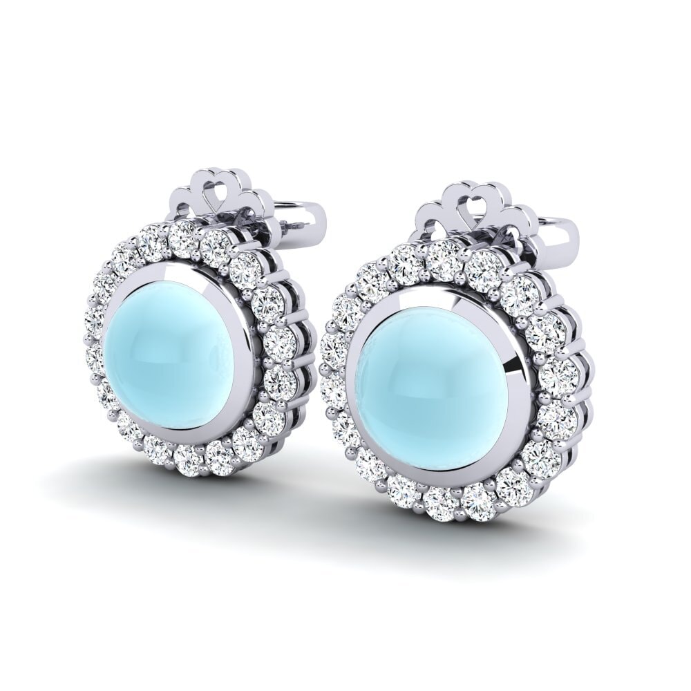 Đá Cabochon Aquamarine Bông tai nữ Boriska