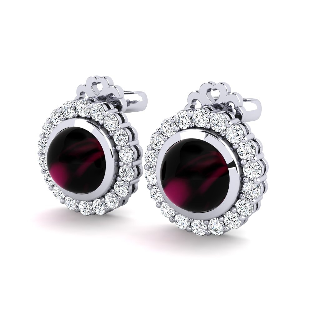 Đá Cabochon Rhodolite Bông tai nữ Boriska