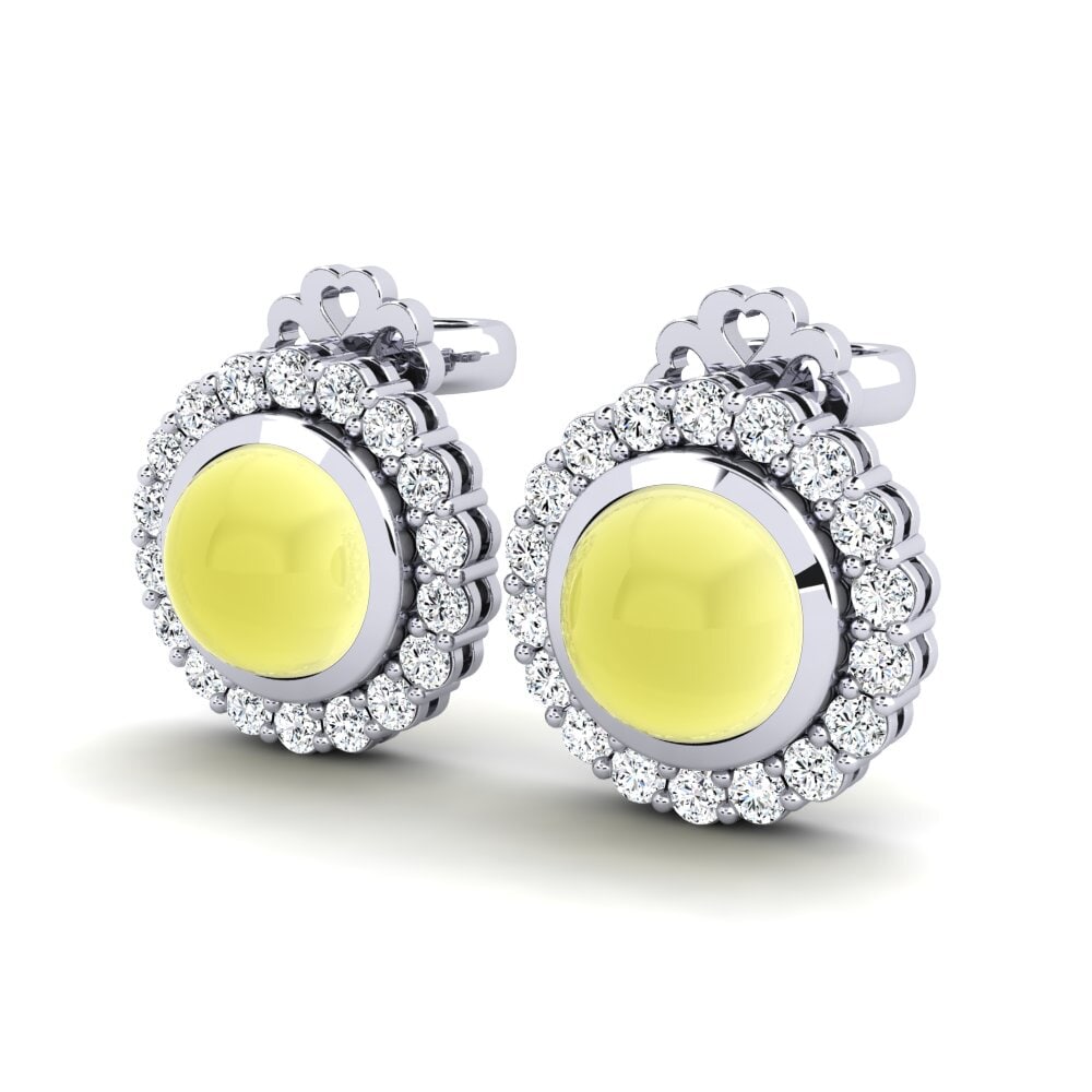 Đá Cabochon Topaz Vàng Bông tai nữ Boriska