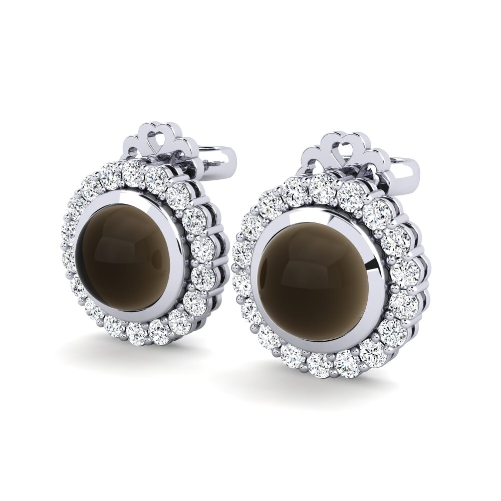 Đá Cabochon Thạch Anh Khói Bông tai nữ Boriska