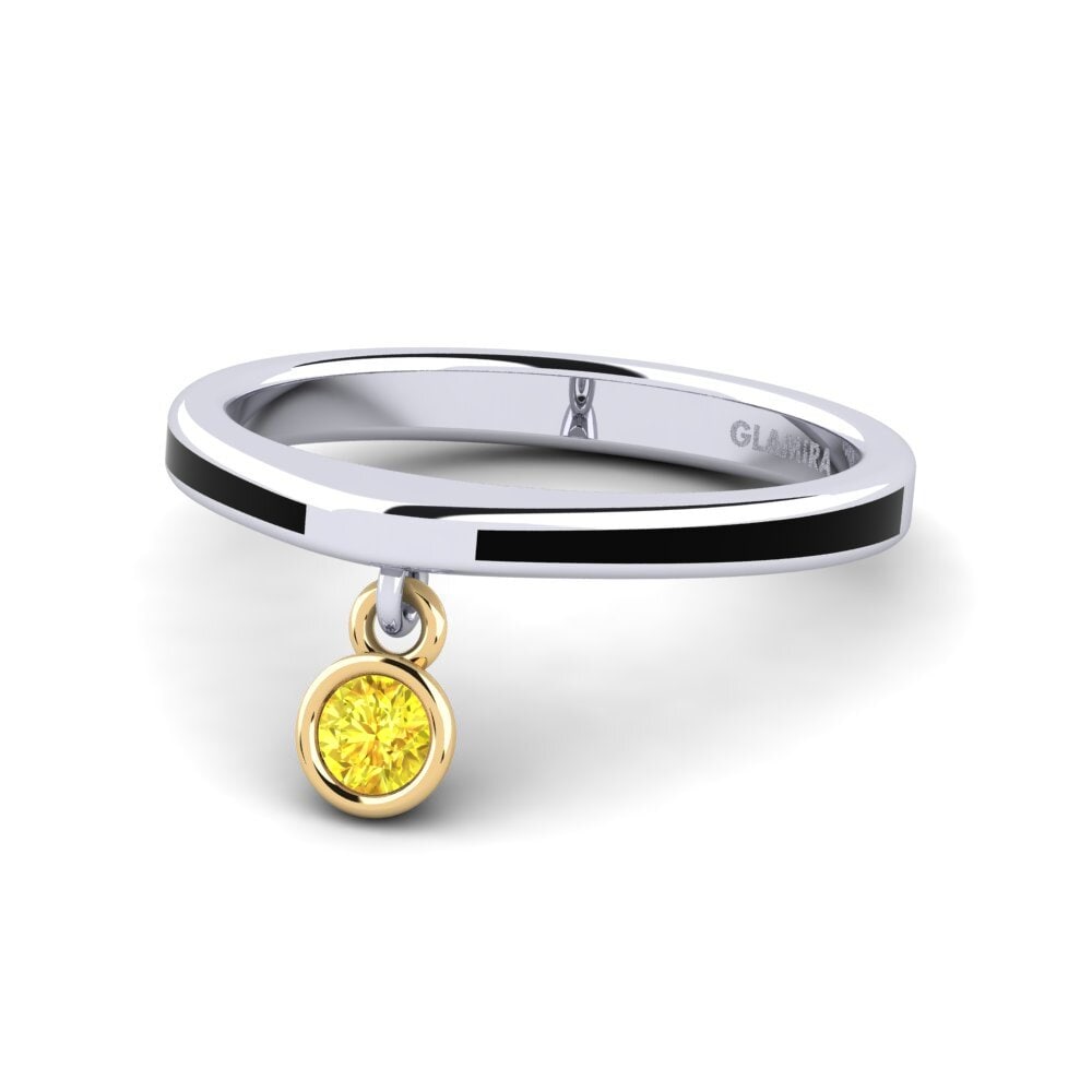 14k Oro Blanco & Amarillo Zafiro amarillo Anillo Botilda