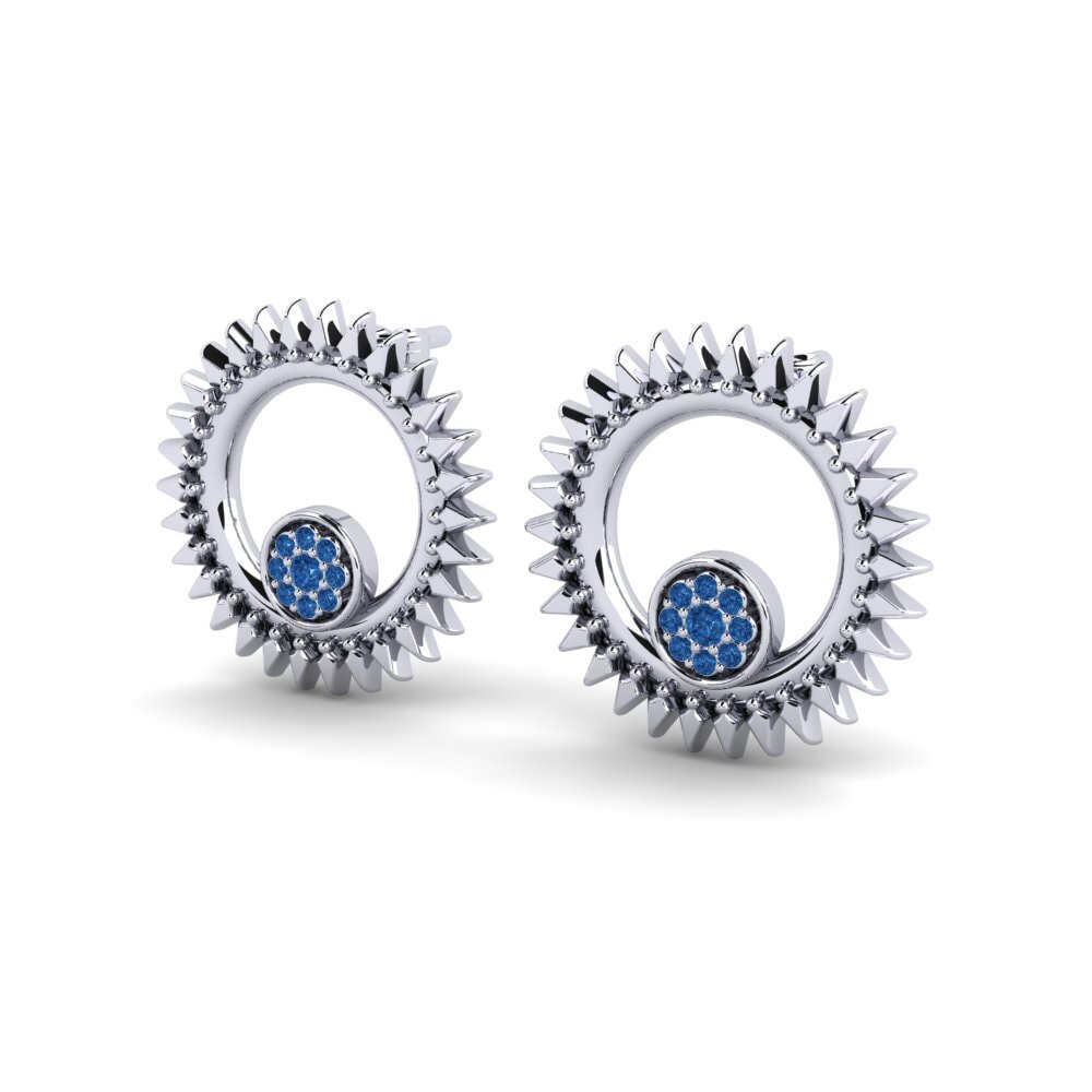 Donker Blauwe Zirkoon Dames Oorbellen Bouffant