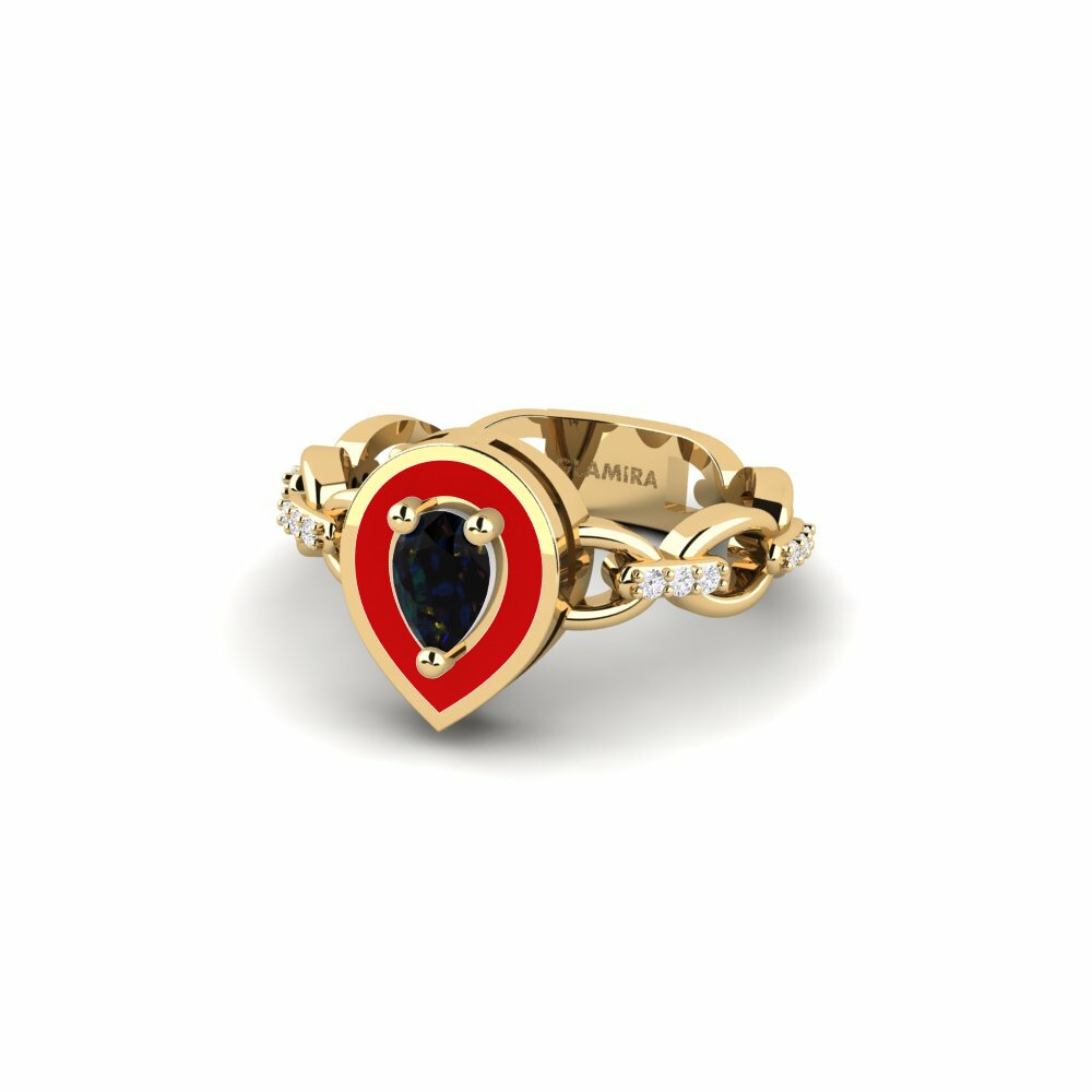 Bagues Opale Noire Solitaire Pavé