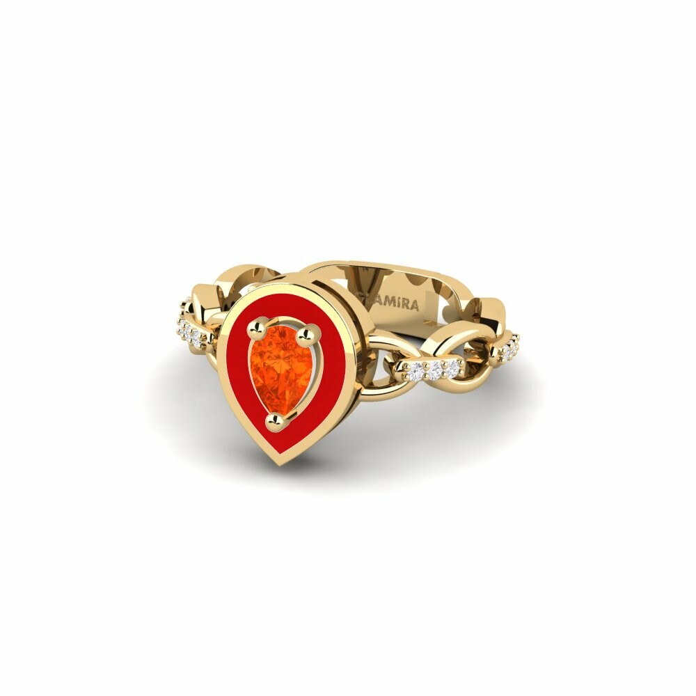 Bagues Opale de Feu Solitaire Pavé