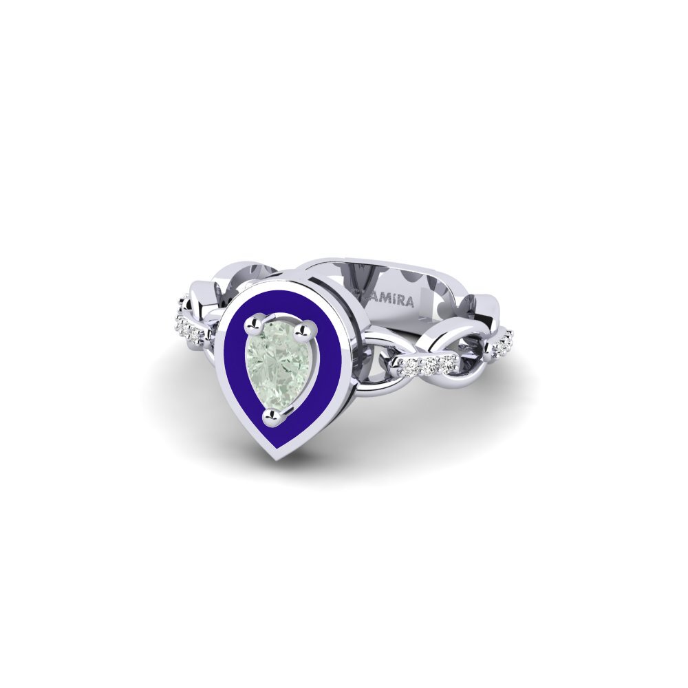 925 Silver Green Amethyst SYLVIE Ring Braks - A