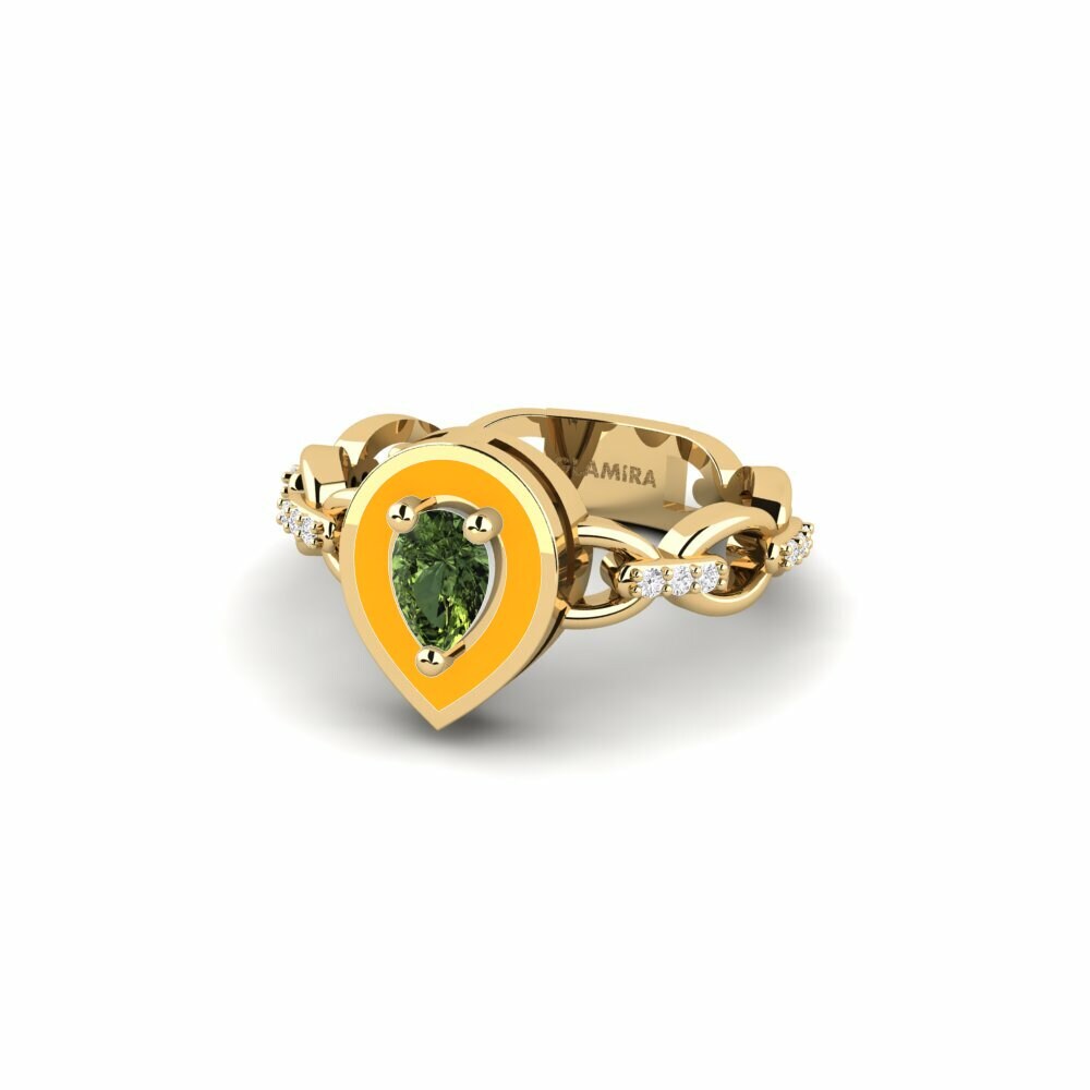 Bagues Saphir vert Solitaire Pavé