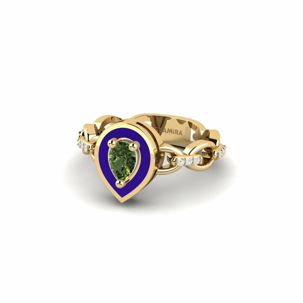 Bagues Saphir vert Solitaire Pavé