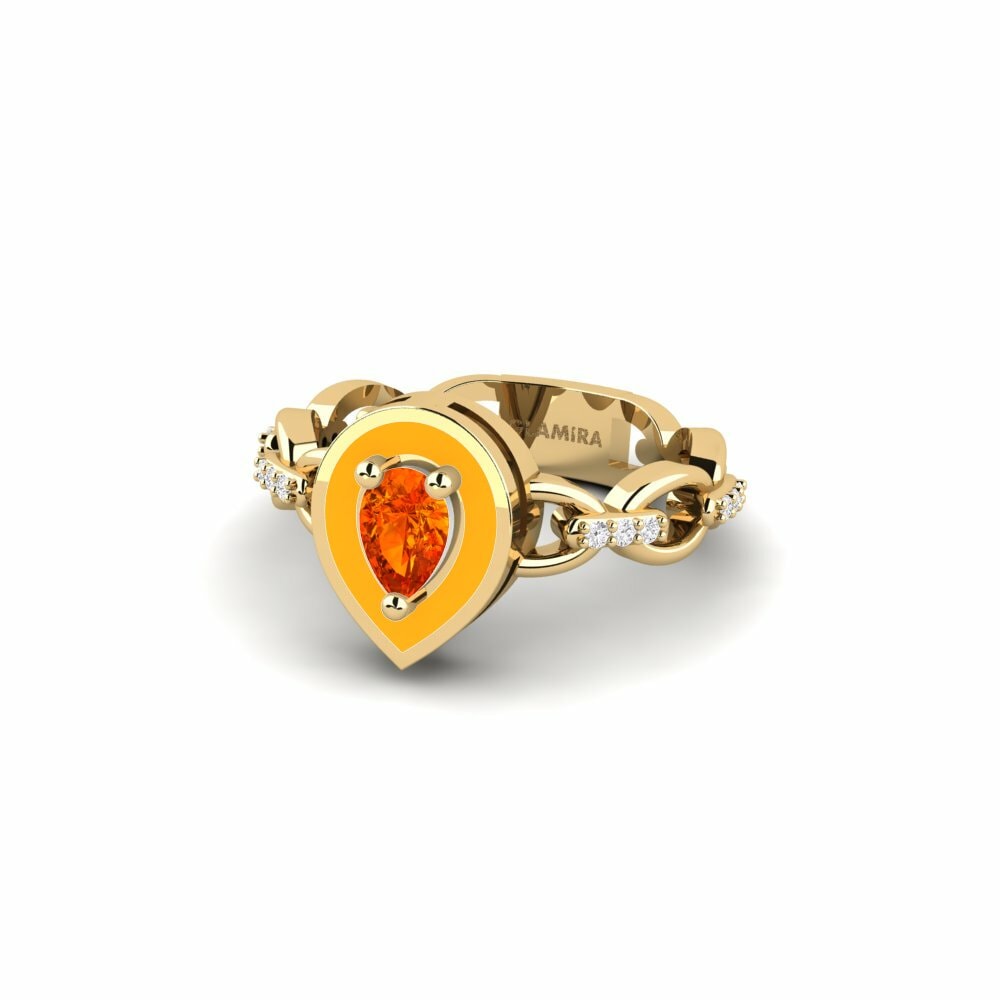 Bagues Saphir orange Solitaire Pavé