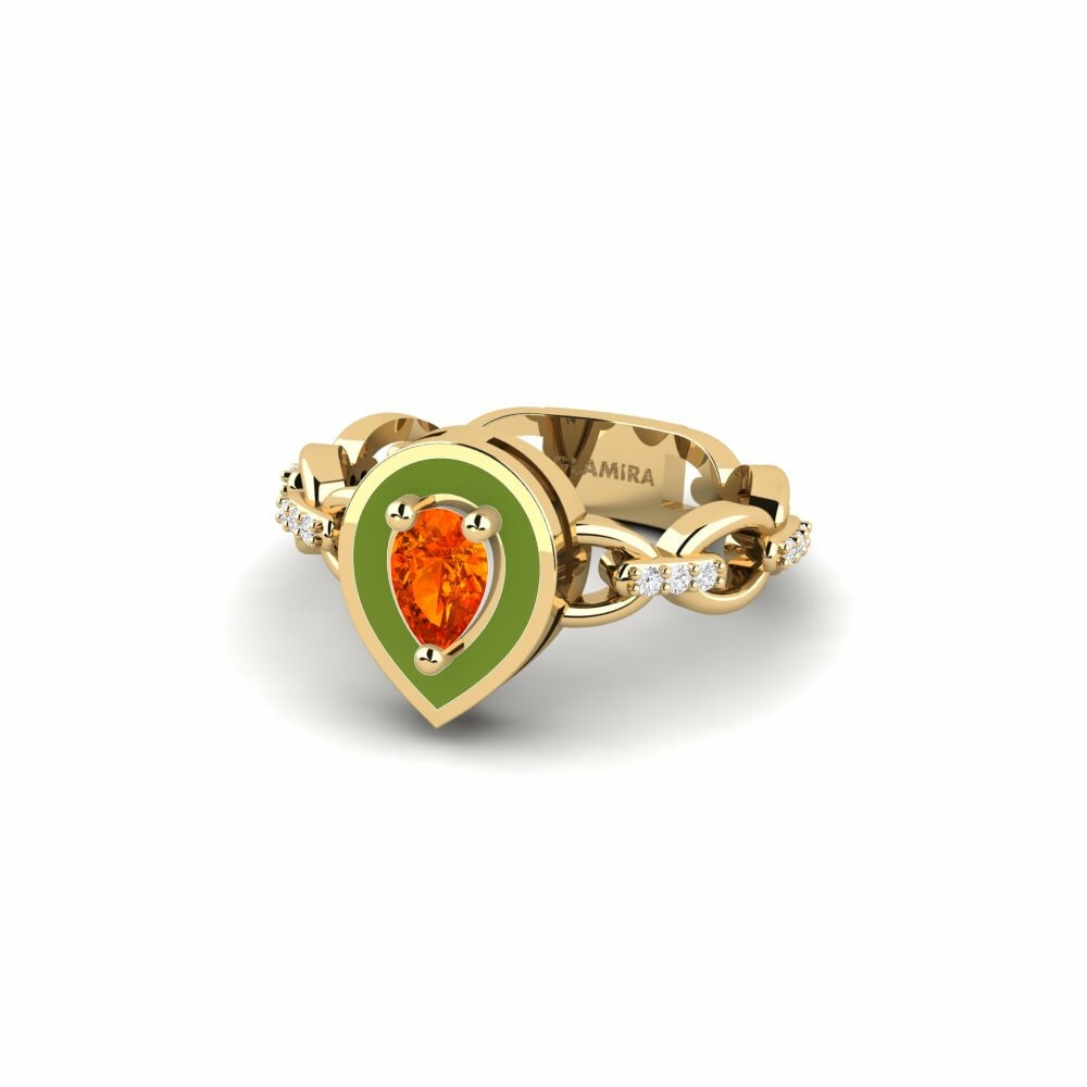 Bagues Saphir orange Solitaire Pavé