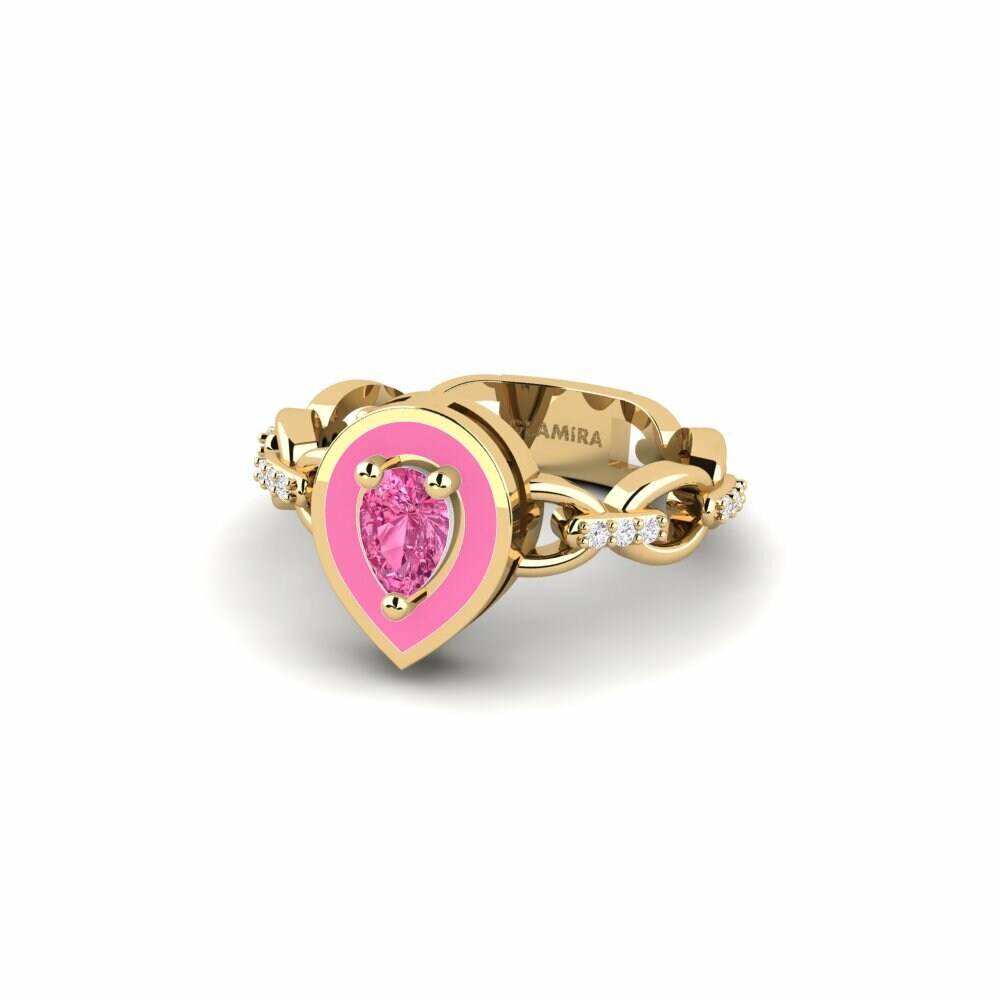 Bagues Tourmaline Rose Solitaire Pavé