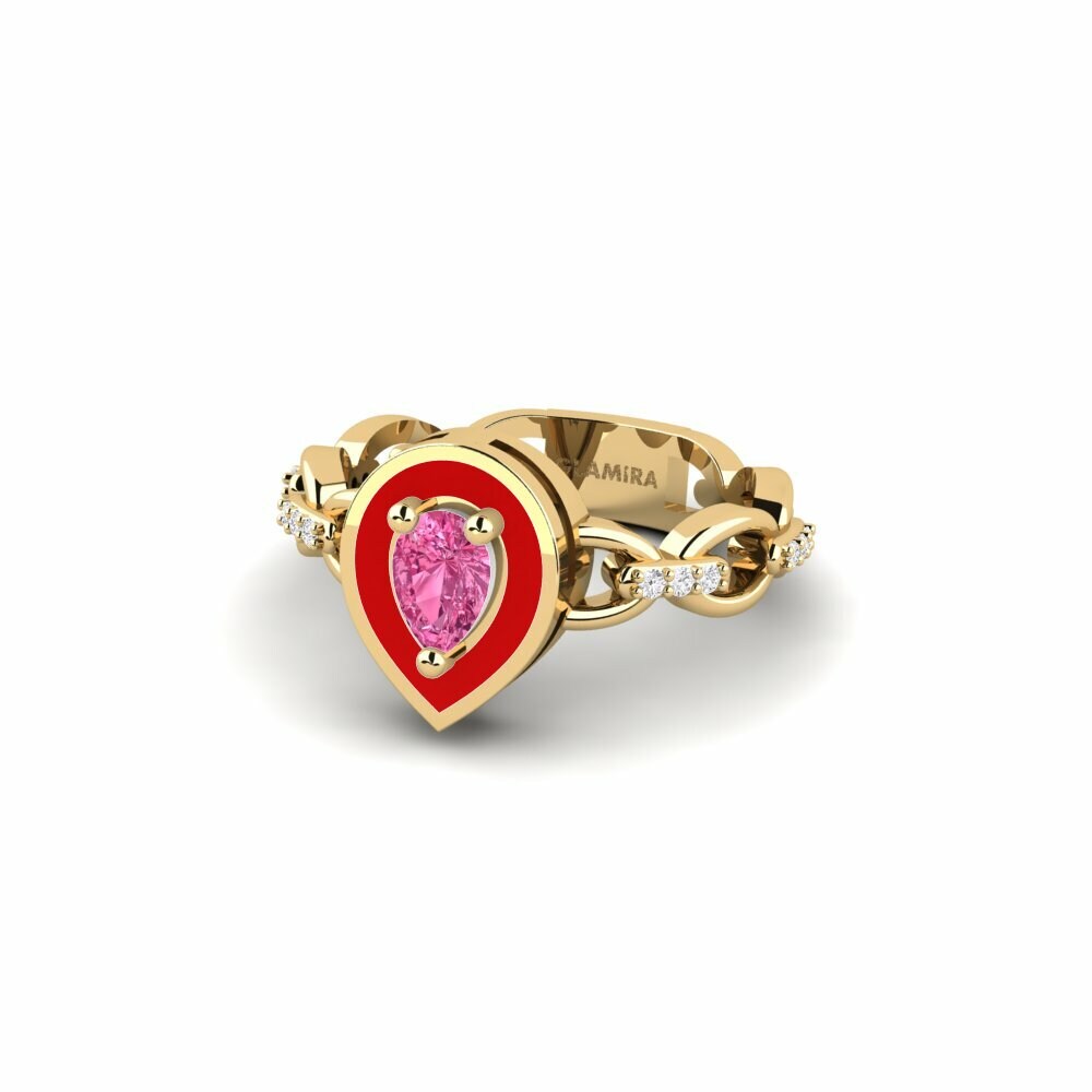 Bagues Tourmaline Rose Solitaire Pavé