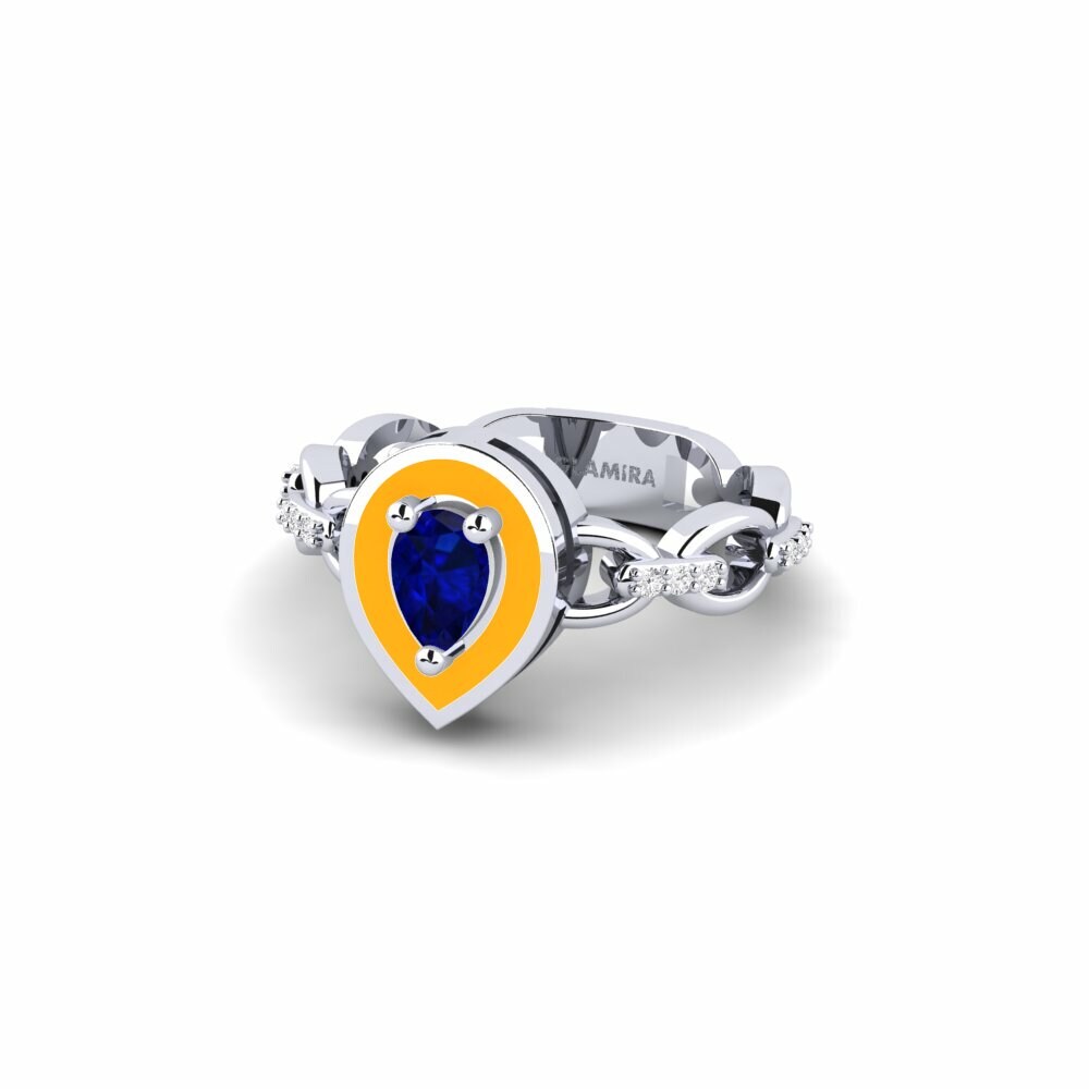 Bagues de fiançailles Argent Blanc Solitaire Pavé
