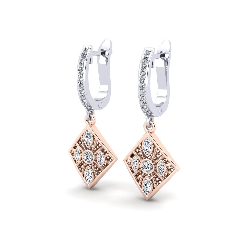 Vàng Trắng-Đỏ 14K Kết Hợp Bông tai nữ Branda