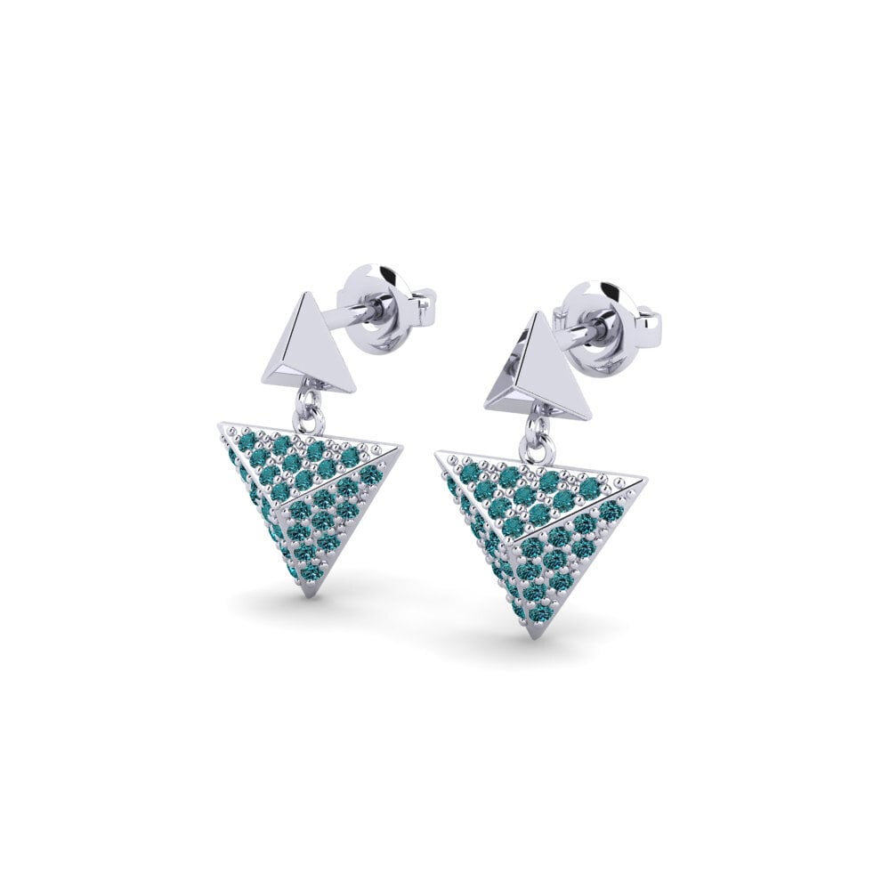 Platino Diamante Azul Pendiente de mujer Brayfield