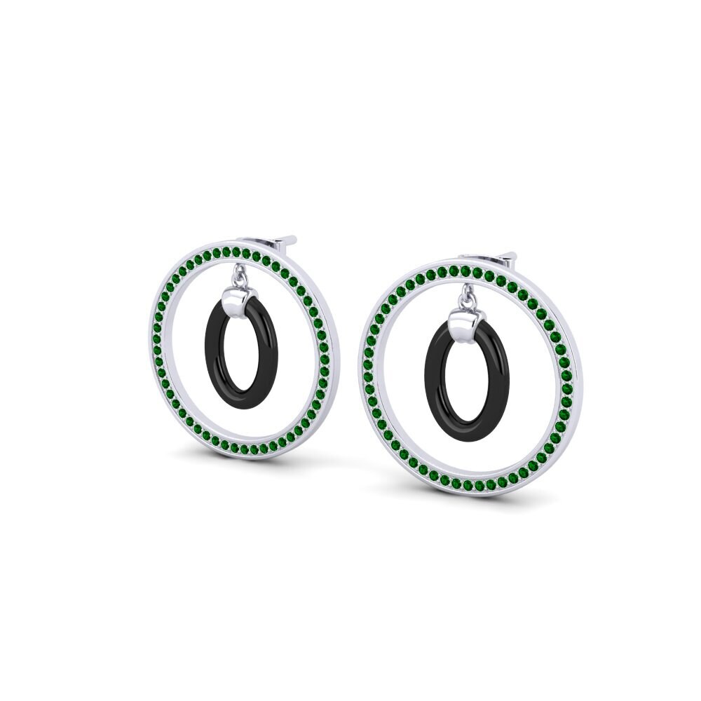 White Silver Green Zirconia Women's Earring Brazile