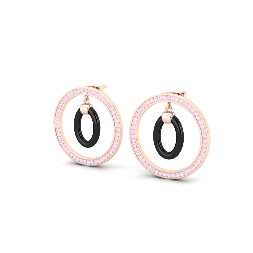 14k Oro Rosa Zafiro Rosado Pendiente de mujer Brazile