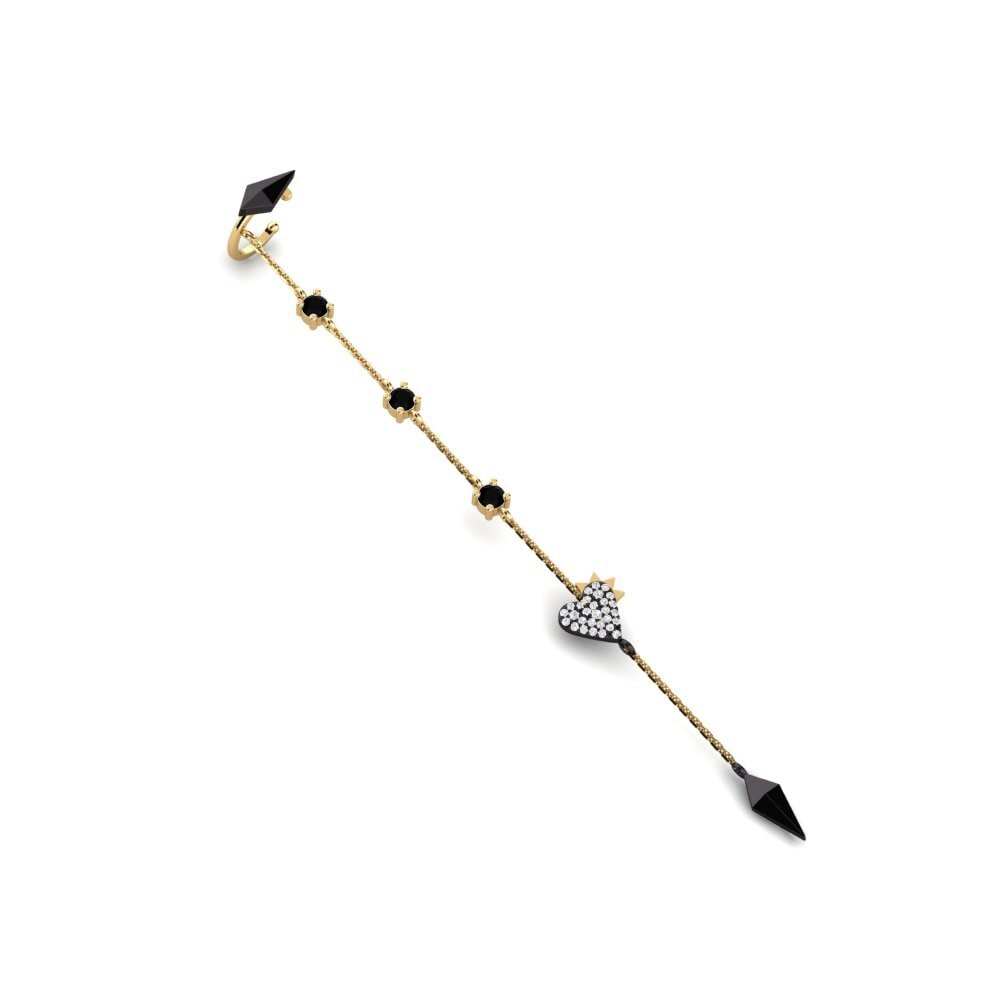 Ouro Amarelo 14K Safira negra Brincos Feminino Breathless