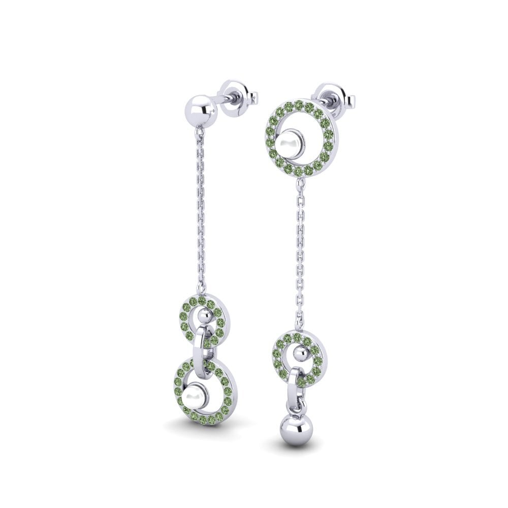 950 Platin Grüner Diamant Damen ohrring Brenhinol