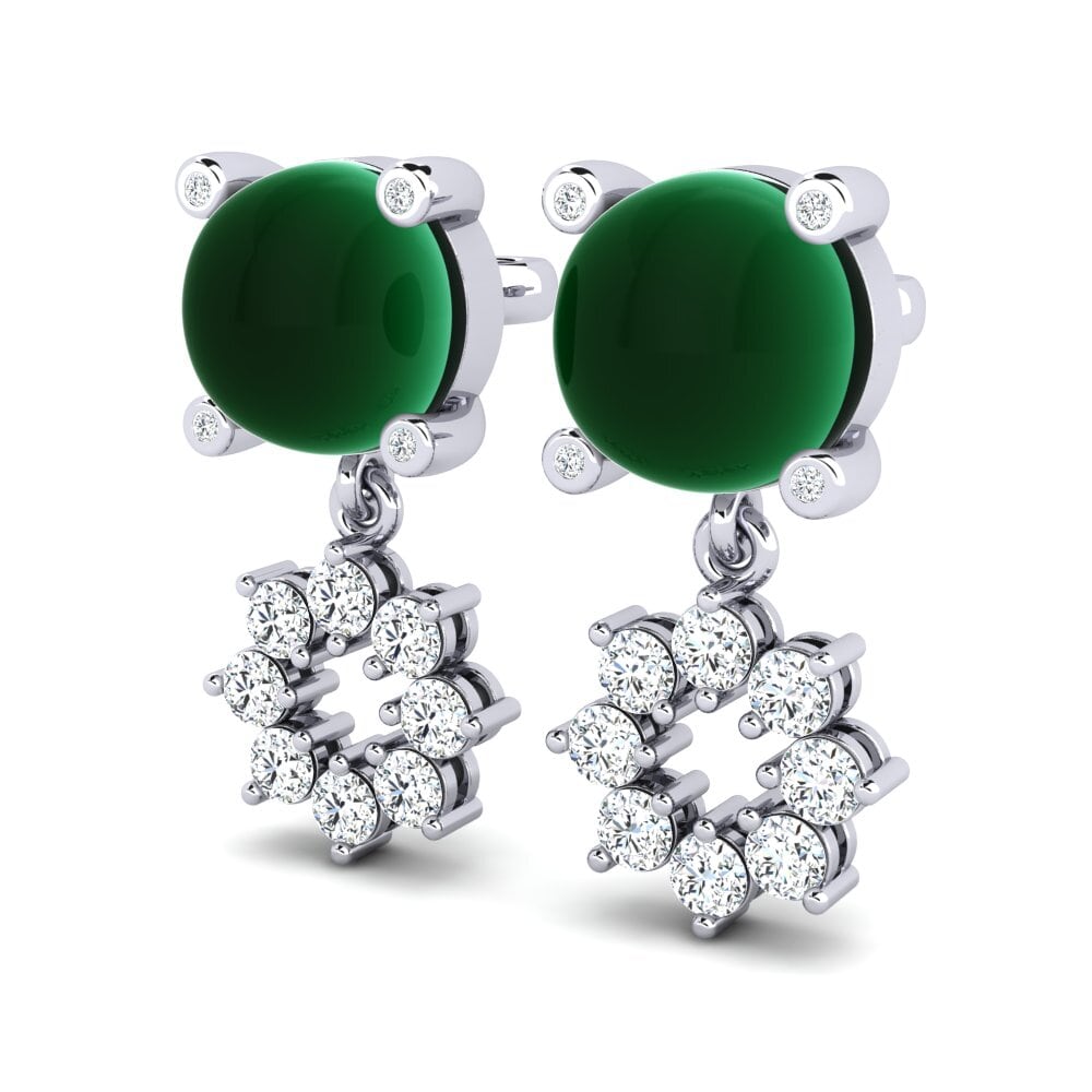 Đá Cabochon Ngọc Lục Bảo Bông tai nữ Bressal